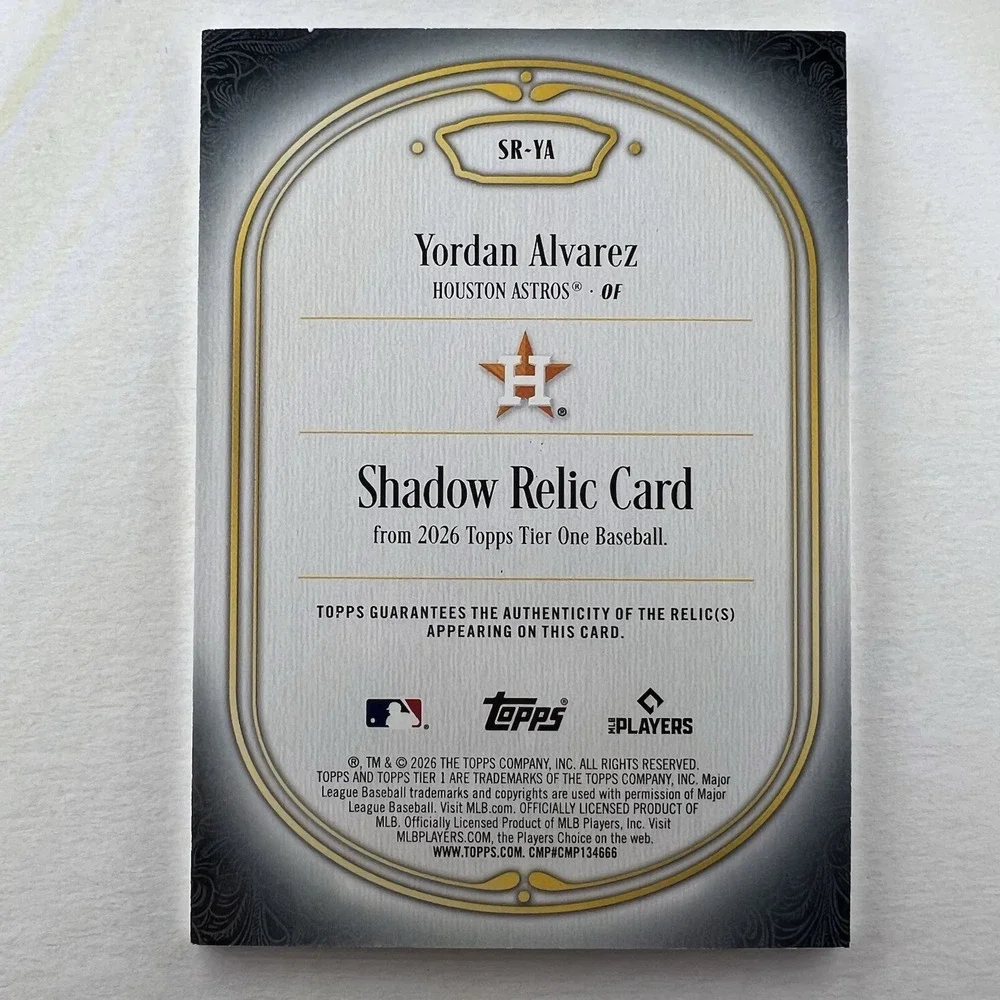 2026 Topps Tier One Yordan Alvarez Shadow Relic /99 Game Used Houston Astros